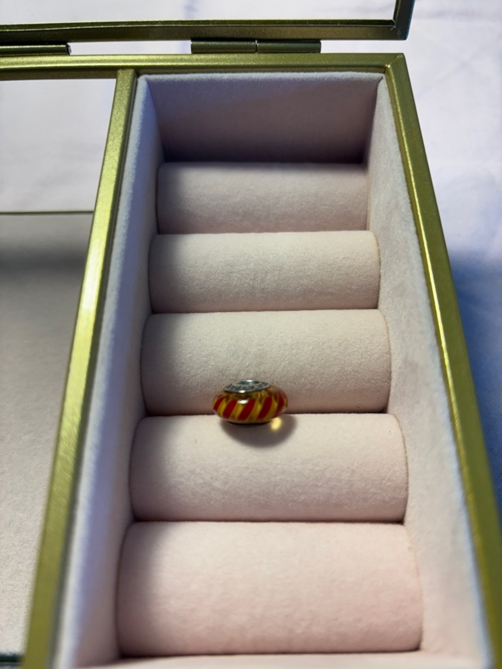 Pandora Red and Yellow Striped Glass Charm Bead